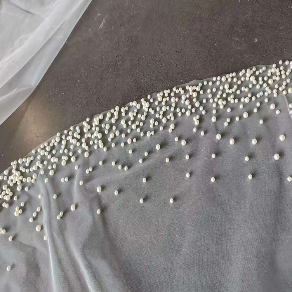 

3M Long Pearls All Around Wedding Veil Tulle 1T Bridal Veil Luxurious Beaded Bride Veil Bridal Party Veils With Comb Customized