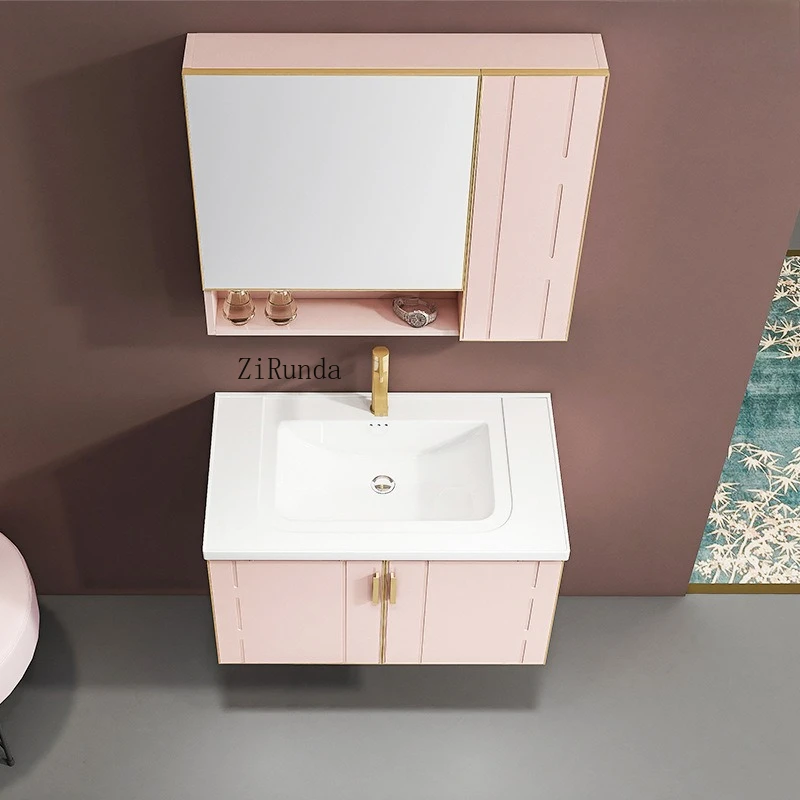 Armário de banheiro integrado de cerâmica montado na parede conjunto de banheiro lavatório banheiro simples