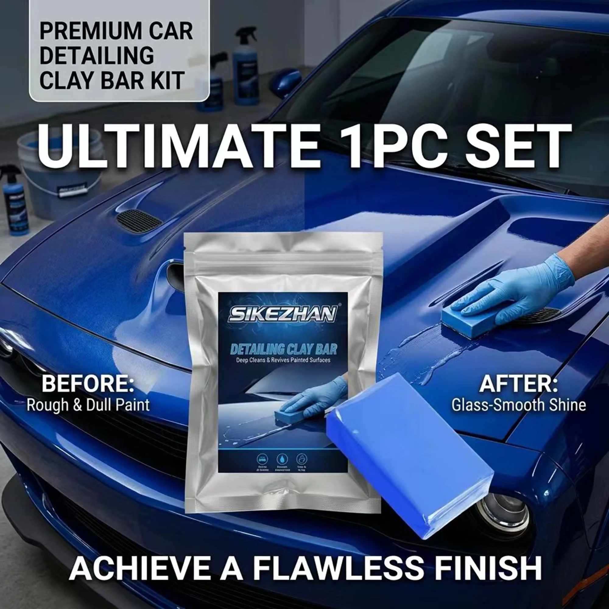 Clay Bar Lubricant - ดินน้ำมันทำความสะอาดสีรถยนต์ 100 กรัม สีฟ้า สำหรับขจัดคราบและคราบเหล็ก สำหรับดูแลสีรถยนต์และมอเตอร์ไซค์