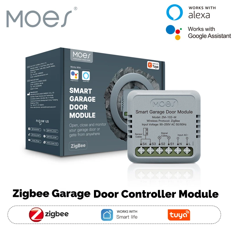 وحدة التحكم في باب المرآب الذكية MOES Tuya Zigbee، فتاحة باب المرآب عن بعد لتطبيق Smart Life، تعمل مع Alexa وGoogle Home