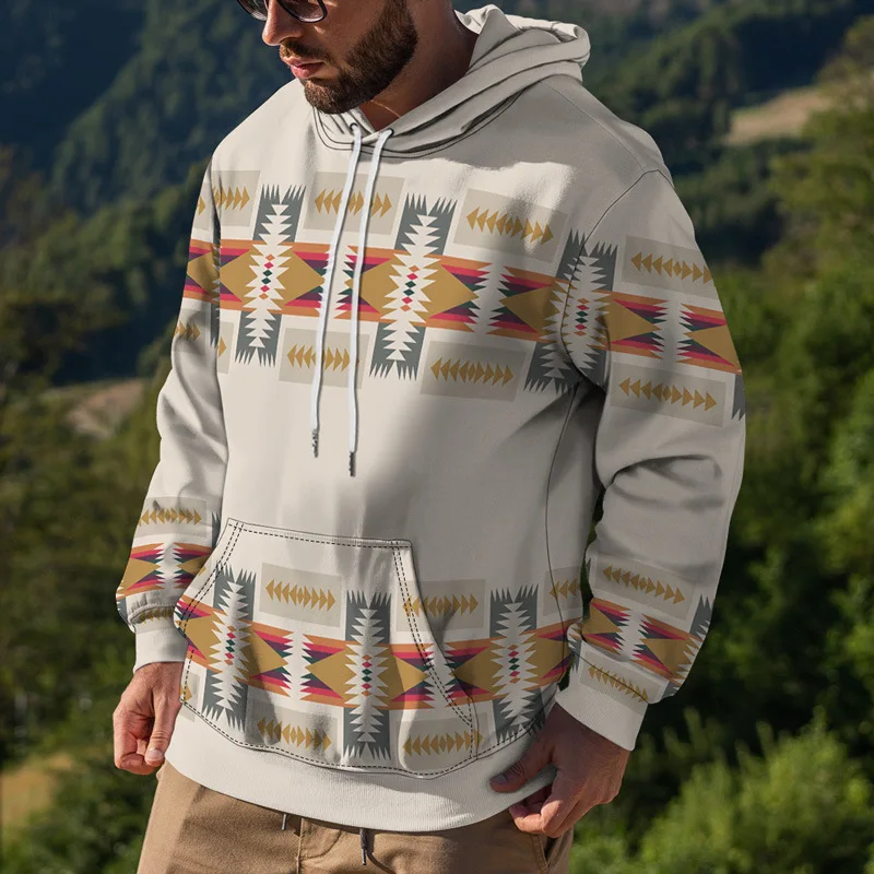 Aztec geometryczna grafika 3D bluzy z kapturem mężczyźni kobiety Retro bluzy z kapturem swetry oversize Y2k dresy topy odzież dziecięca