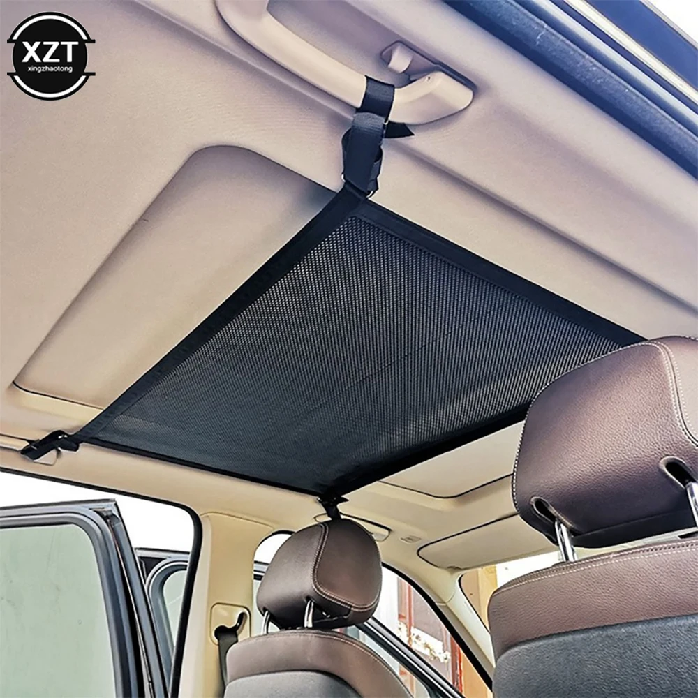 Car Roof Net Pocket Storage Bag Suspended Car Storage Bag Double-layer Mesh Storage Travel Supplies In-car Storage