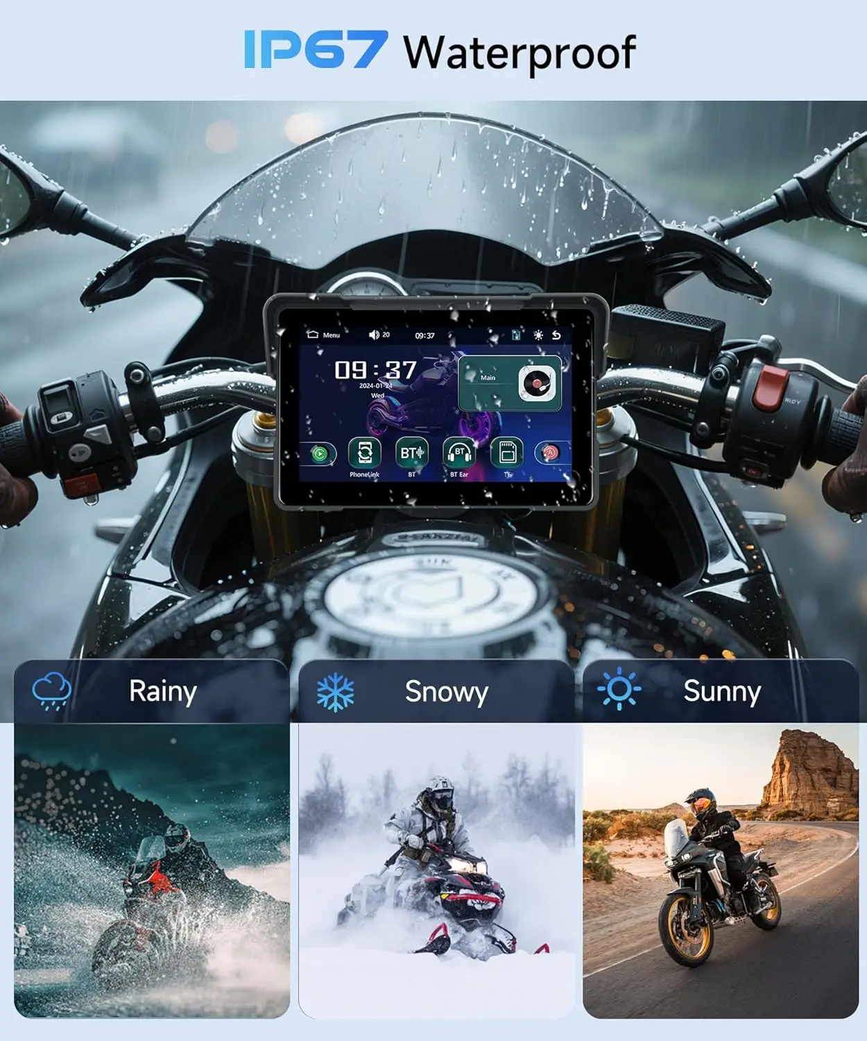 5/7'' Portable Motorcycle Carplay Display Screen Android Auto Digital Motobike Dashboard Navigation Waterproof Moto Accessories image 5