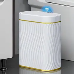 Bathroom Small Trash Can with Automatic Touchless Lid,9L Smart Garbage Can Narrow Waterproof Trash Bin for Bedroom,Living Room