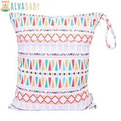 ALVABABY Reusable Wet Dry Bag Washable Cloth Diaper Bag Fashion Baby Diaper Bag Waterproof Nappy Bag Two Pockets