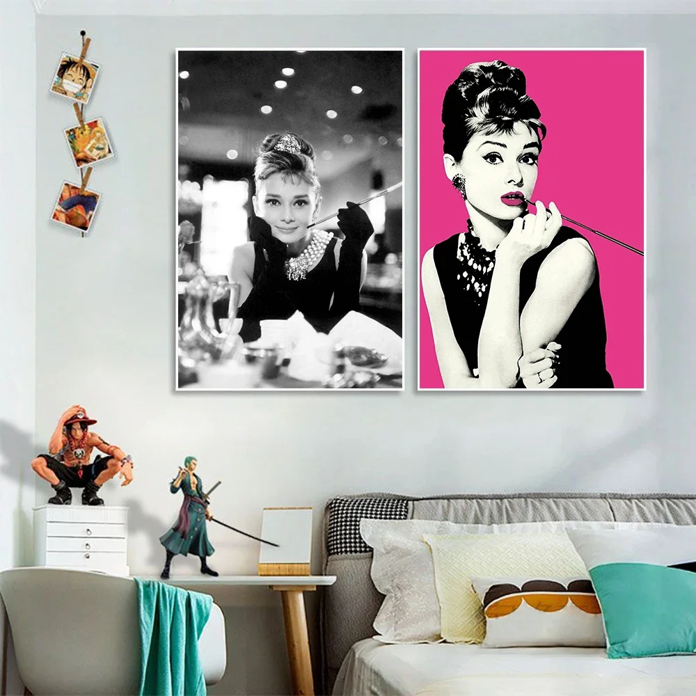Scandinavian Classic Vintage Wall Art Audrey Hepburn Breakfast at Tiffanys HD Canvas Poster Print Home Bedroom Living Room Decor