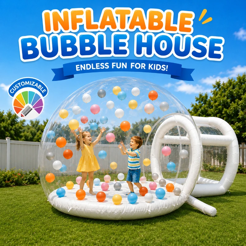 Inflatable Clear Bubble House with Tunnel Transparent PVC Dome Tent for Wedding Birthday Backyard Party Event Photography