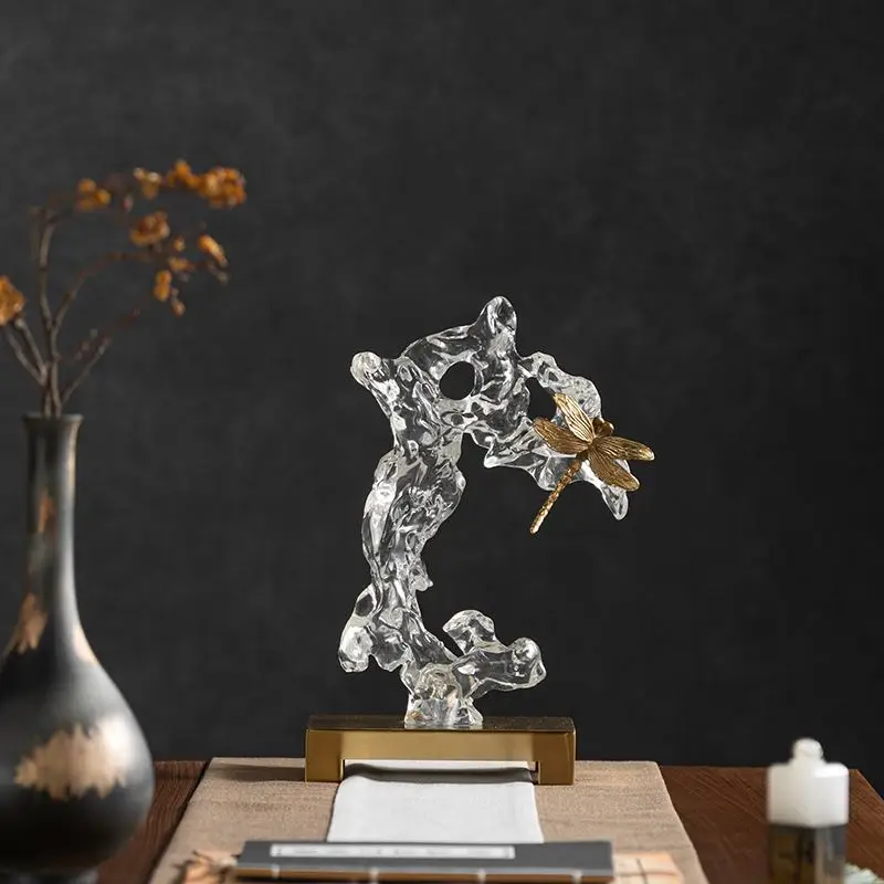 ※h Craftsman Transparent Resin Crafts Taihu Stone Rockery Ornament for Medieval Tea Room Zen Model New Chinese Style Soft Decor