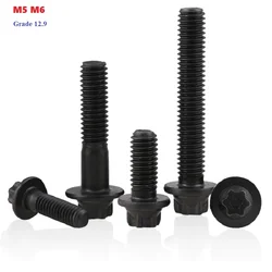 Grade 12.9 Hexagon Bolt External Torx Head Flange Screws M5 M6 Black Profile Flange Head Bolt