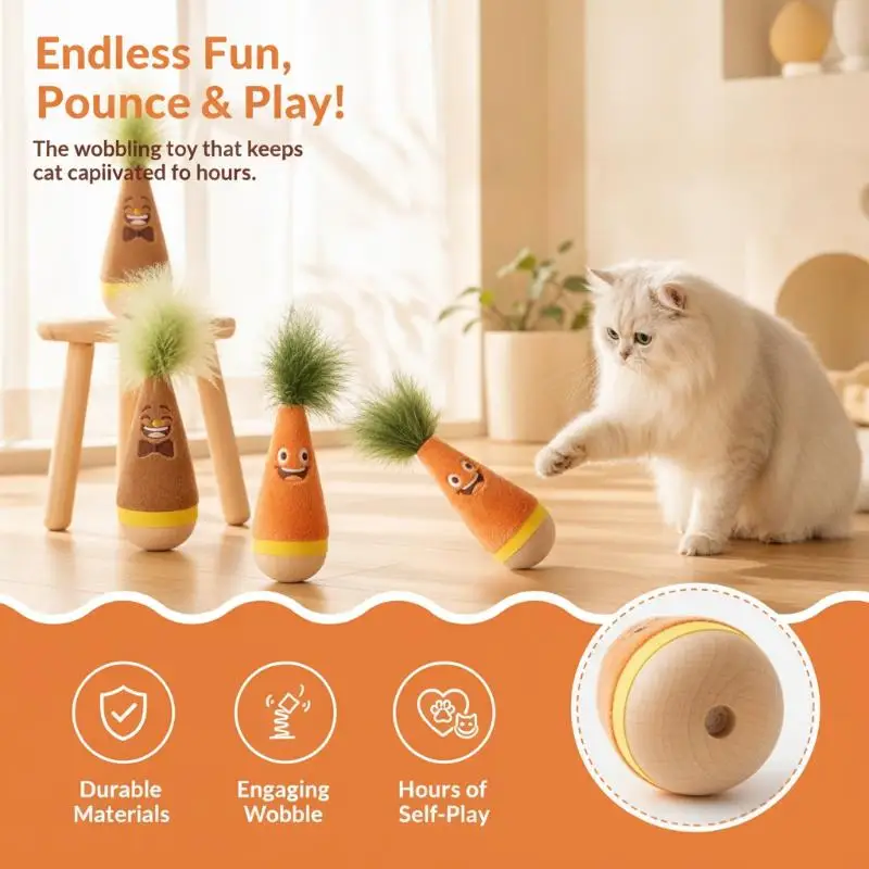 Bite Resistant Tumbler Cat Toy Feather Teaser Indoor Kitten Self Play Interactive Exercise Pet Toy Gift