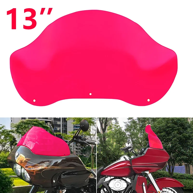 

13" Motorcycle Wave Windshield Windscreen Wind Deflector For Harley Touring Road Glide Ultra CVO Custom FLTR 1998-2013