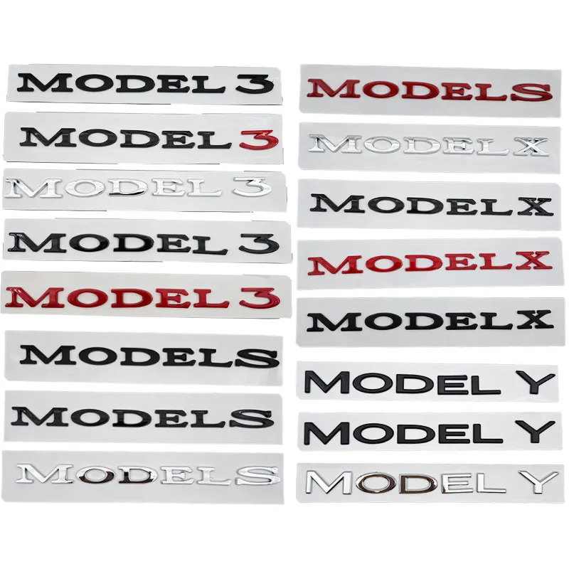 3D ABS Black Model 3 Letters Logo Car Rear Trunk Badge Sticker For Tesla Model X S 3 Y Auto Decal Accessories