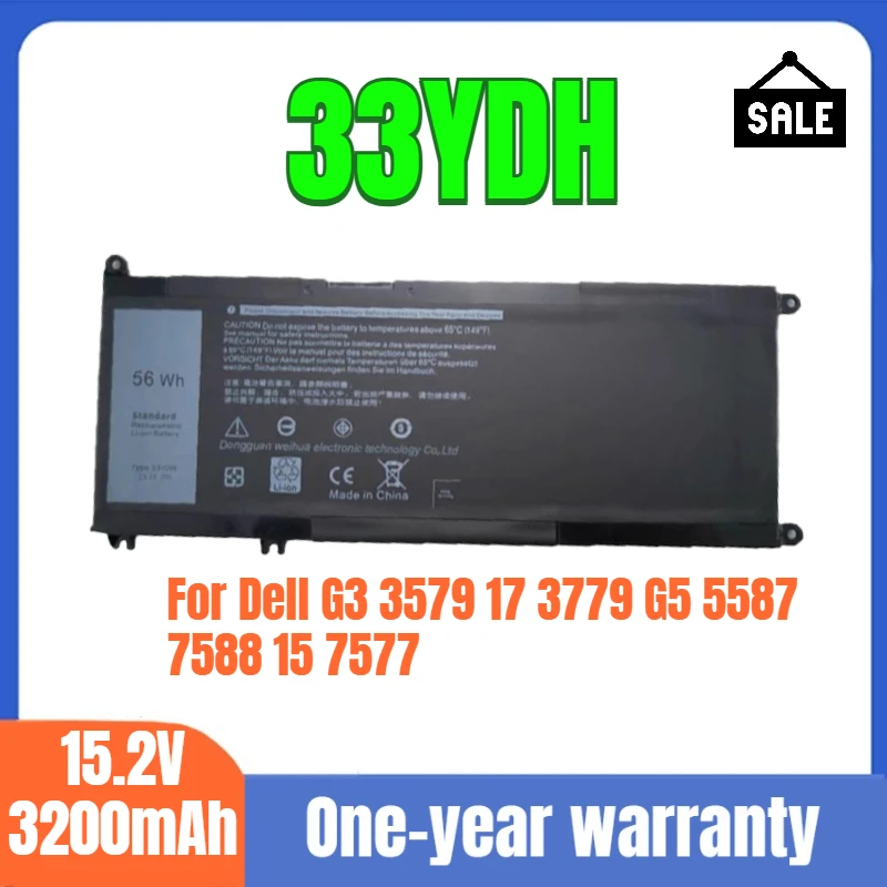 Dell laptop battery,suitable for Dell G3 3579 17 3779 G5 5587 7588 15 7577 high quality 33YDH lithium-ion battery 15.2V 3500mAh