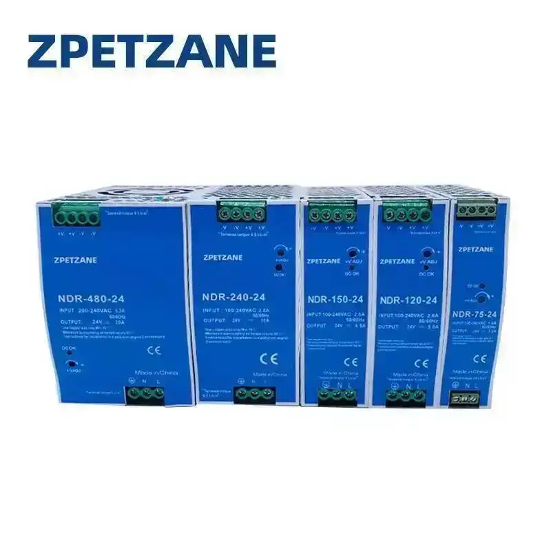NDR-75/120/150W Switch Mode Power Supply 12/24V Ultra Thin DIN Rail Mount Single Output AC DC For Electrical Equipment