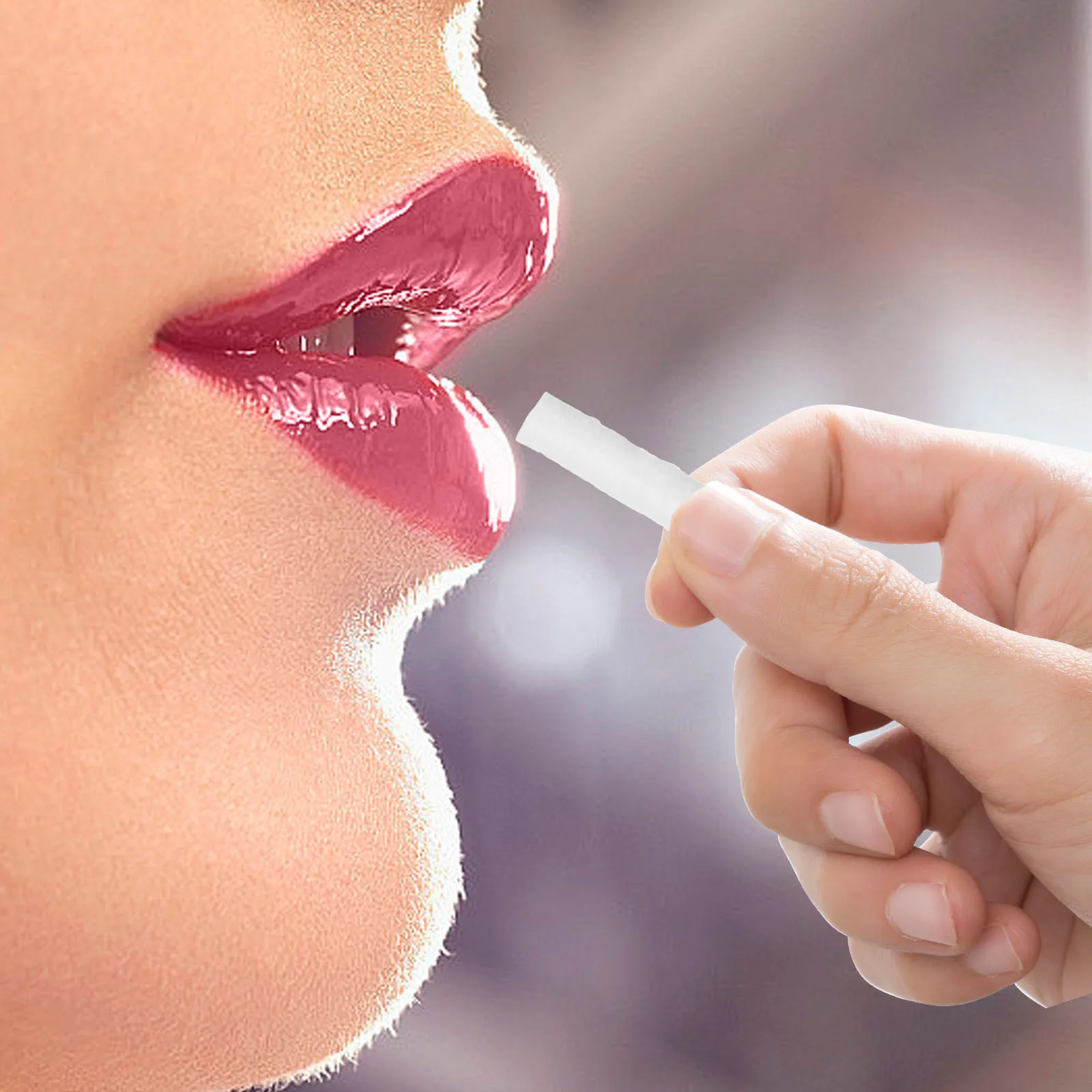 50 قطعة من لوازم أحمر الشفاه للاستعمال مرة واحدة، عصا قطنية لإجراءات الوشم الاحترافية، عصا قطنية سهلة التلوين وشم الشفاه #1