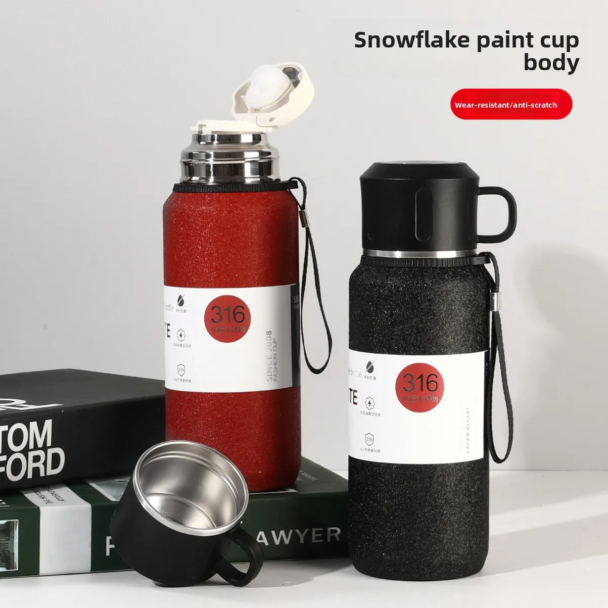 

Large capacity vacuum insulation cup 316 tea water separation portable kettle outdoor hiking sports anti-leakage water cup