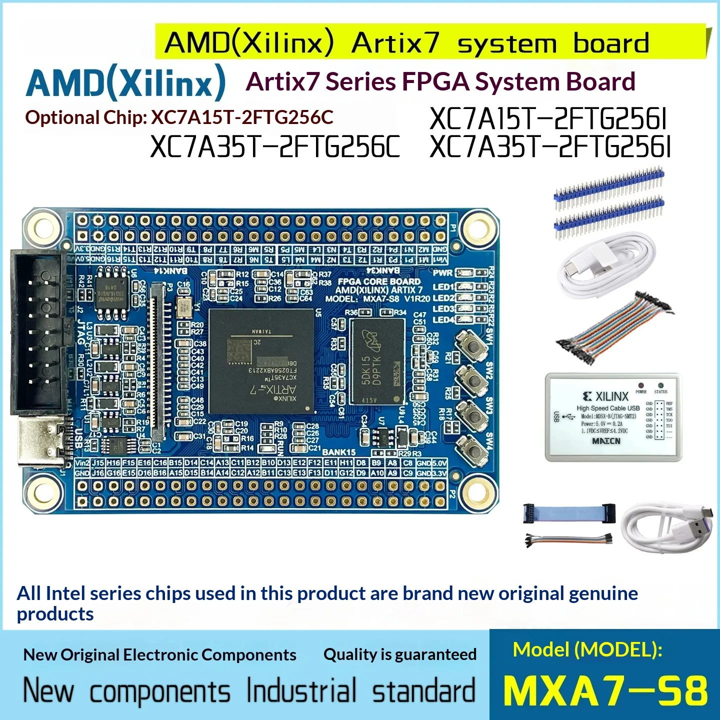 xilinx artix 7 xc7a35t-2ftg256c fpga core board development board with ddr3 memory rgb lcd display system module