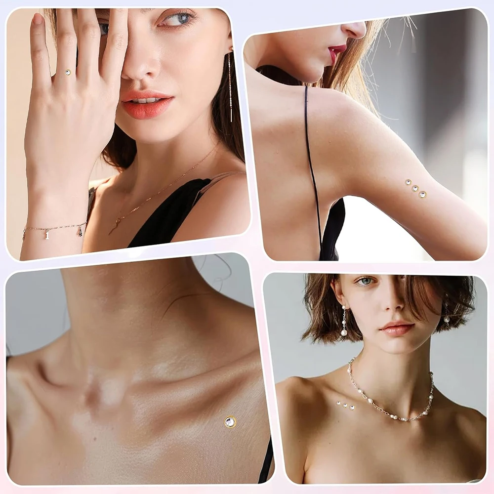 4PCS Dermal Tops and Base Dermal Piercing Set Surgical Steel Internally Threaded Dermals Piercing Jewelry for Women Men 3/4/5mm