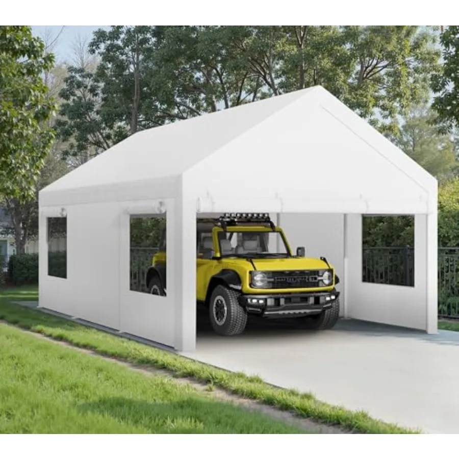 

Сверхмощный навес для автомобиля длиной 10x20 футов с подвижными вентилируемыми окнами и съемными боковыми стенками для защиты автомобиля на открытом воздухе Portab
