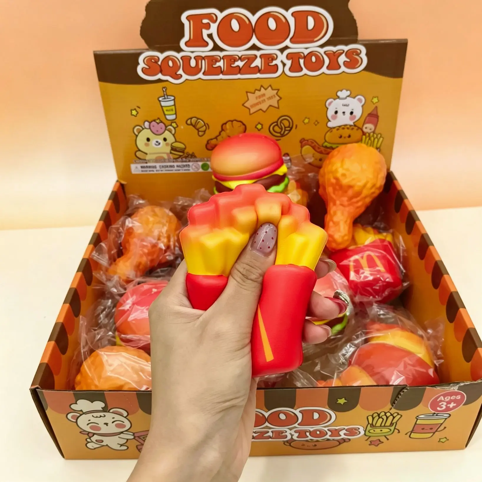 4/8/12Pcs PU Slow Rebound Simulated Chicken Leg & Burger Squeeze Decor, Stress Relief & Prank Squishy Squishies Fidget Toy