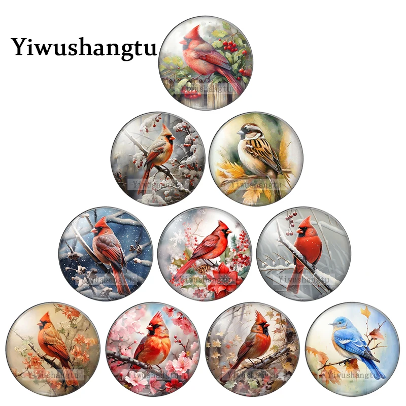 Lovely Parrot Bird Tree Patterns 8mm/12mm/20mm/25mm Round photo glass cabochon demo flat back Making findings