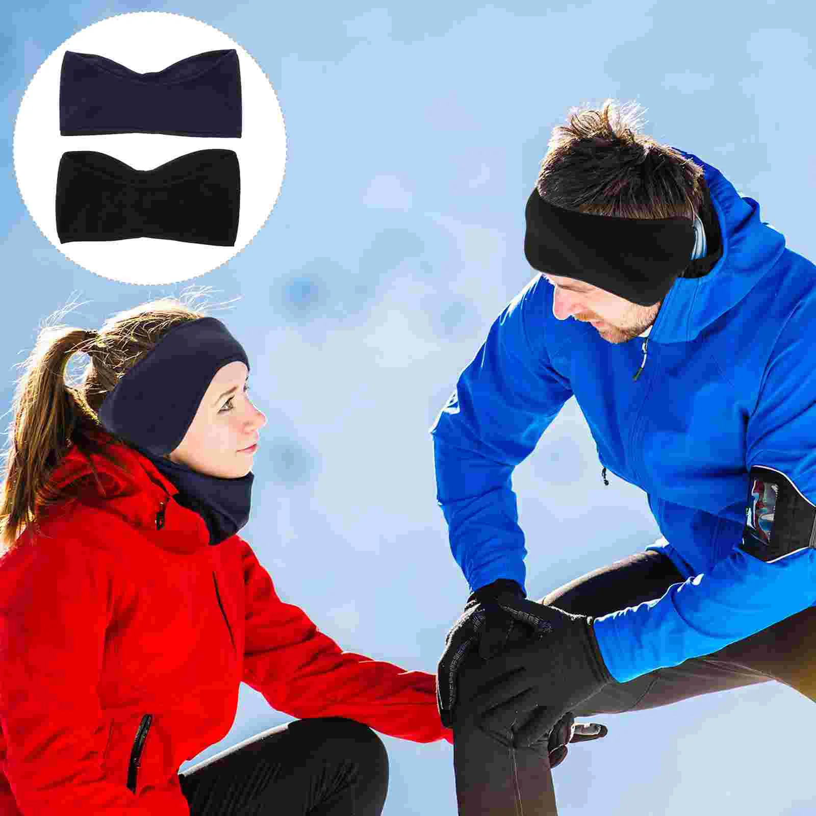 

2 Pcs Sports Headband Stretchy Headbands Cold-proof Hair Universal Ear Covered Full Muffs Polar Fleece Protective Men Women