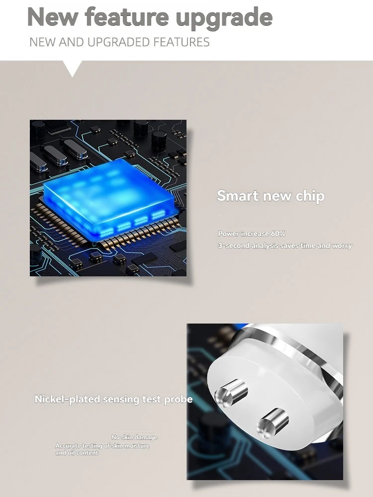 محلل بشرة الوجه المحمول يقيس رطوبة الوجه/الجسم ومحتوى الزيت محلل الزهم كشف دقيق مع ذكي #5