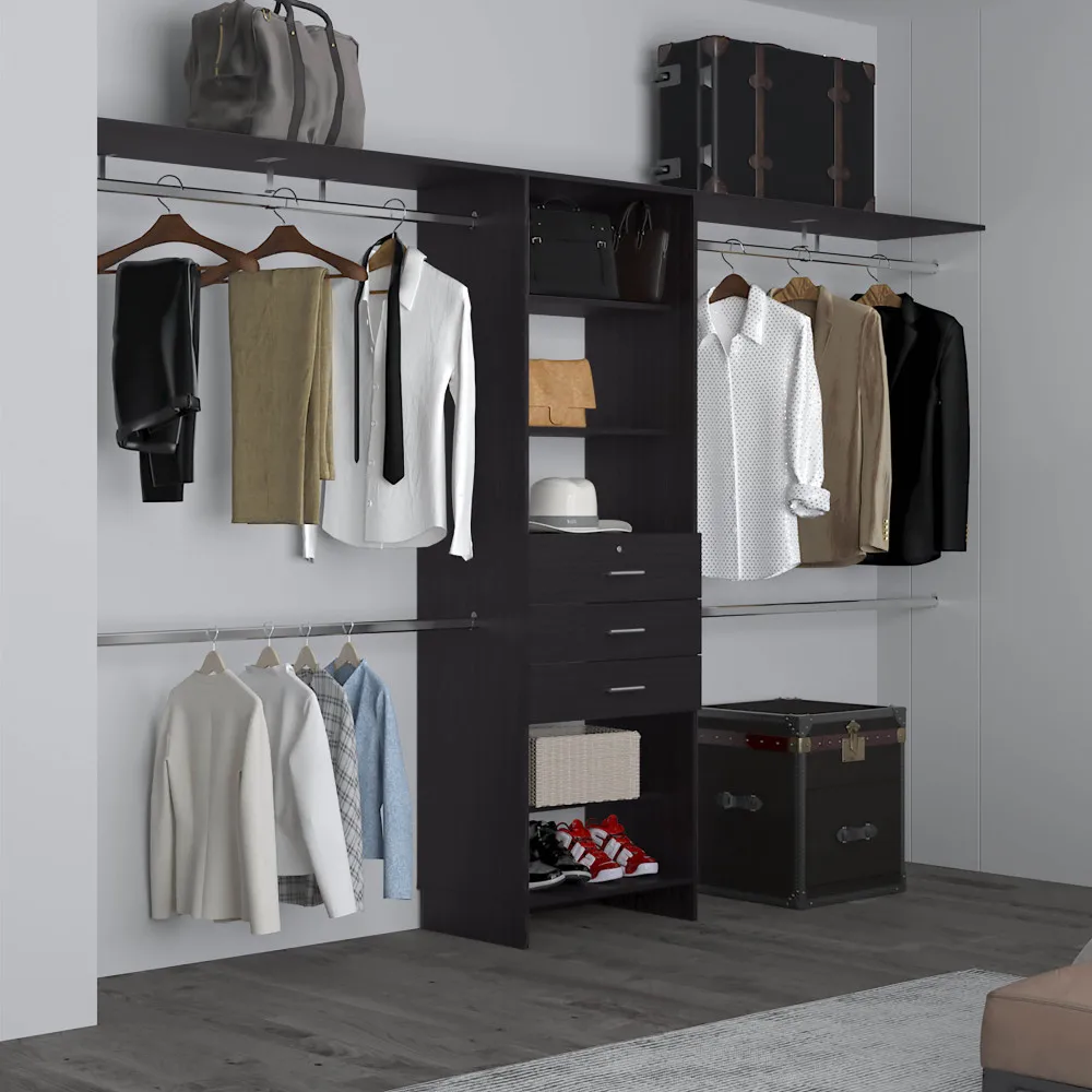 

Closet System, 3 Drawers, 5 Shelves