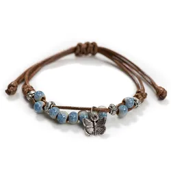 Handgemachte Schmetterling Keramik gebrochenes Eis Vintage verstellbare Armbänder elastische Schnur böhmischen schicken Schmuck einzigartiges Geschenk h920