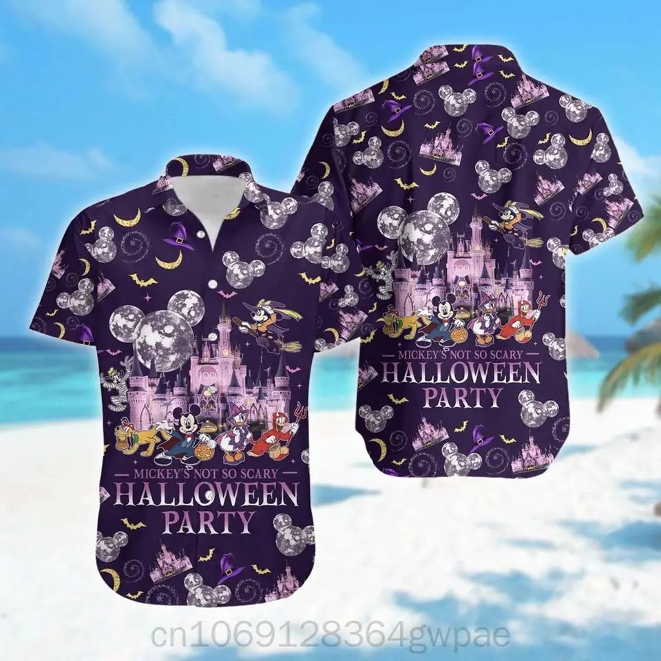 Disney Mickey Halloween Party Hawaiiaanse Shirts Heren En Dames Casual Korte Mouwen Overhemden Discney Vakantie Strandshirts Tops