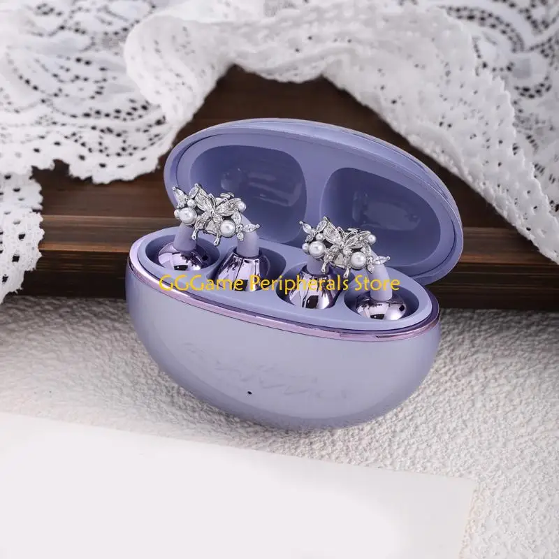 U55B سماعة أذن على شكل فراشة لؤلؤية عصرية مُحسنة وقبضة مصنوعة من سبائك النحاس #5