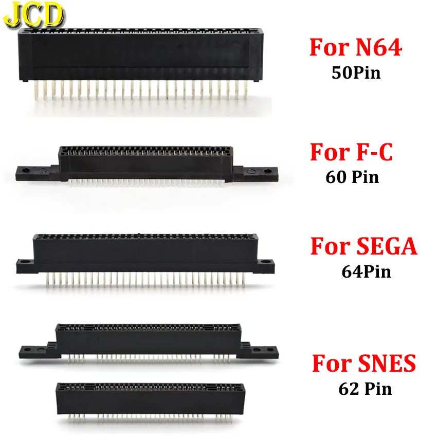 1pcs 2.5mm 50Pin 62 Pin Card Slot For N64 SFC SNES Console 60Pin 64Pin Game Cartridge Slot Connector For SEGA Genesis FC Clone