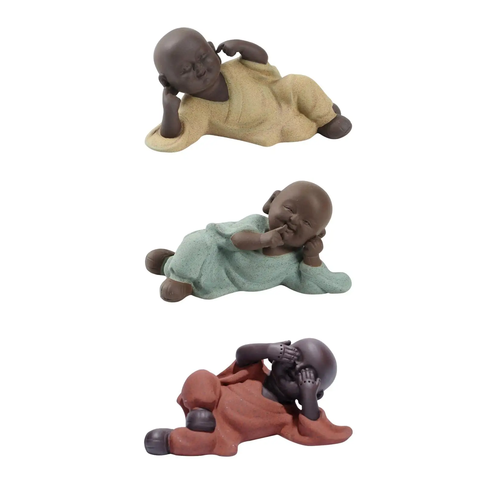 Little Monk Figurine Wealth Lucky Smiling Buddha Statue for Decoration Collectible Art
