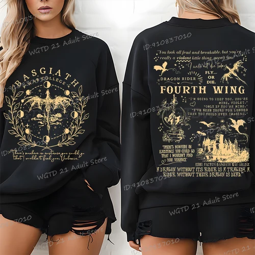 Imagen 1 del producto Vintage cuarta ala Basgiath War Streetwear mujeres hombres estampado gótico moda manga larga chándal Dragon Rider Bookish sudadera