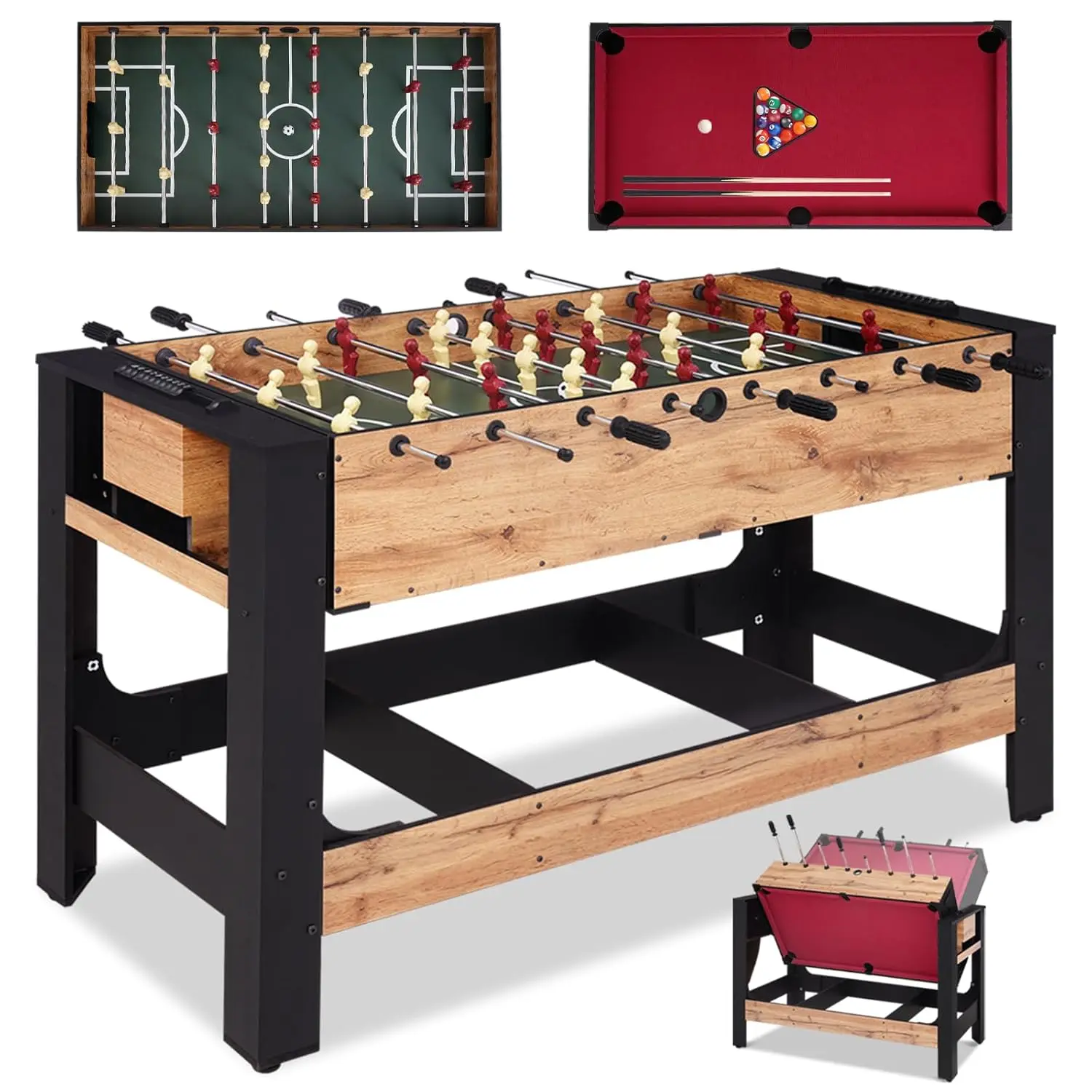 

54" 2-in-1 Swivel Multi Game Table, Large Size Combo Game Table Set for Kids, Adults, Indoor and Outdoor Arcade, Customized