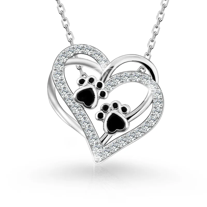 

Fashion S925 Silver Interlocking Hearts Necklace Elegant Luxury Love Heart Pendant Female Fine Jewelry Gift