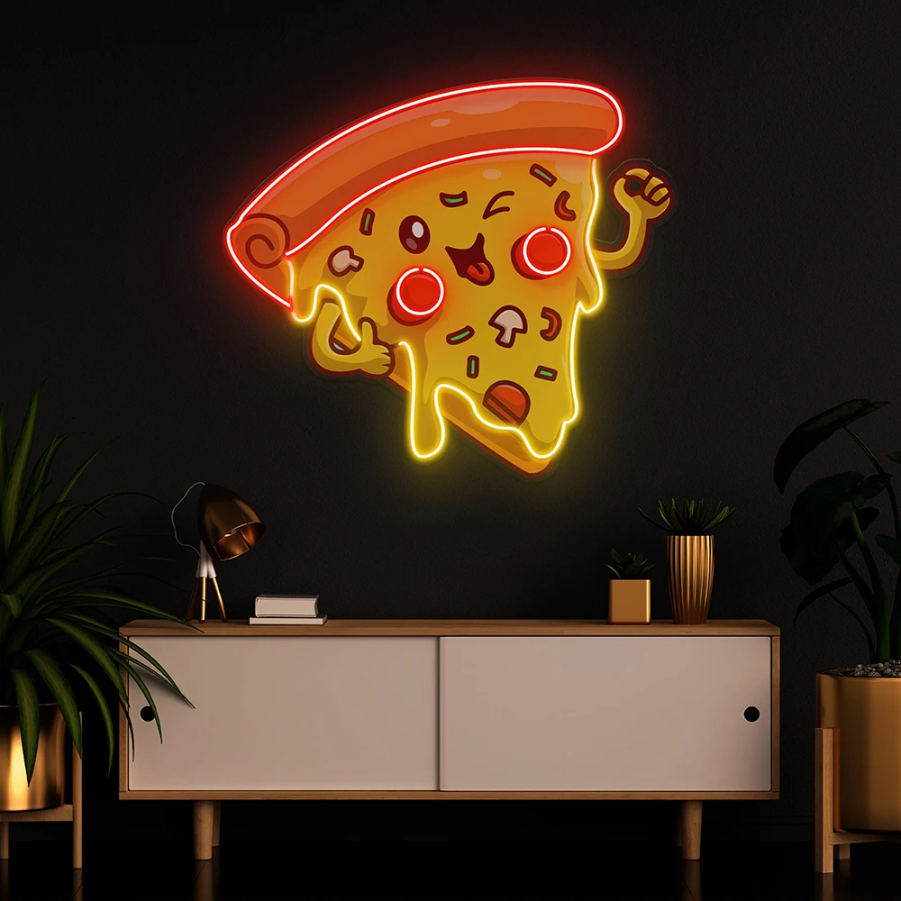 

Cute Slice Pizza Neon Sign Light Pop Art for Pizza Shop Wall Hanging LED Lights Restaurant Kitchen Decor Business Logo Neon Sign