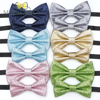 Top Glitter Natale Solido Papillon Set Genitore-Figlio Oro Lucido Farfalla Uomini Bambini Host Party Show Matrimonio Accessorio Cosplay Regalo