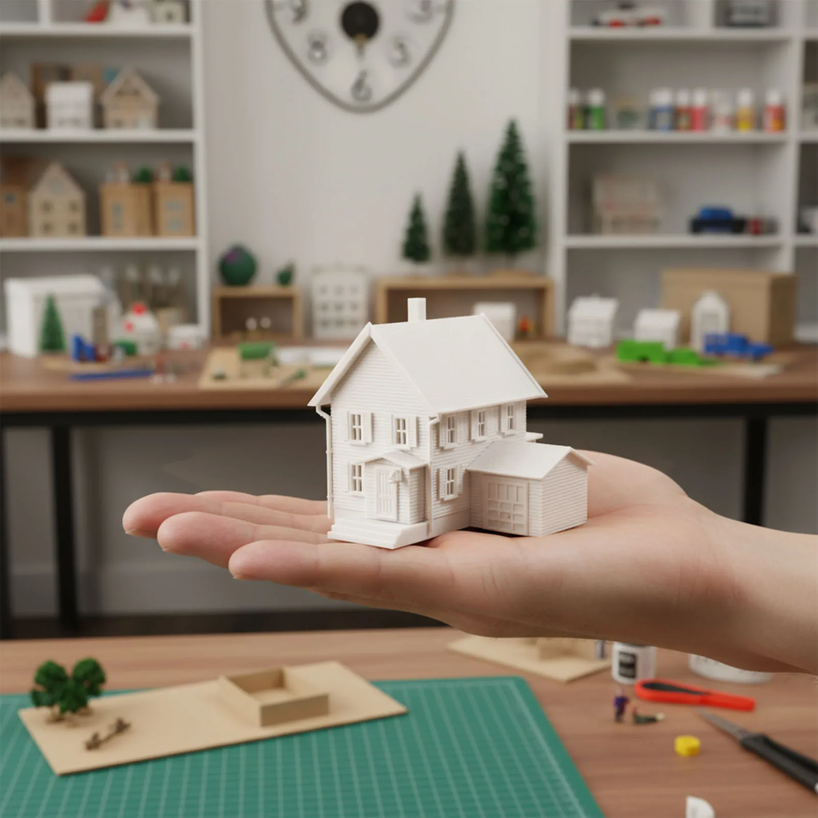 

Evemodel N Scale 1:160 Model Dwelling House Kit Two-story with Garage Unassembled Unpainted JZN5905JJ