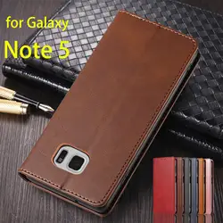 Leather Case for Samsung Galaxy Note 5 Note5 N9200 N920F Case Holster Magnetic Attraction Flip Cover Wallet Case Fundas Coque