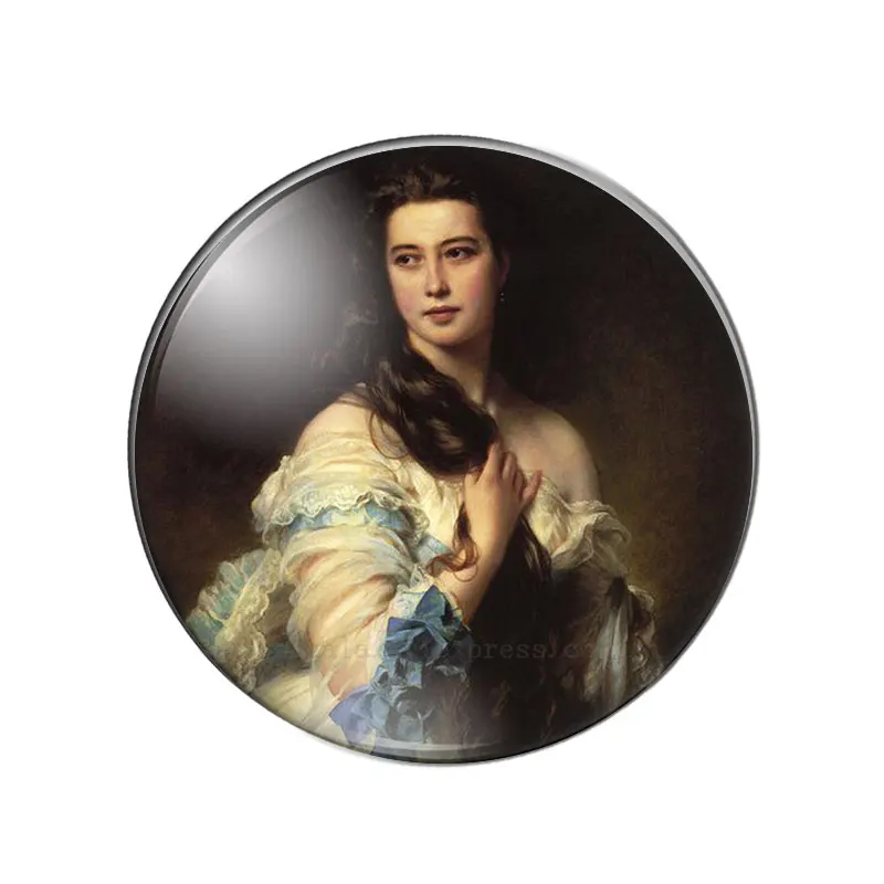 Retro Girls Women Canvas Art Patterns 12mm/16mm/18mm/25mm Round photo glass cabochon demo flat back Making findings