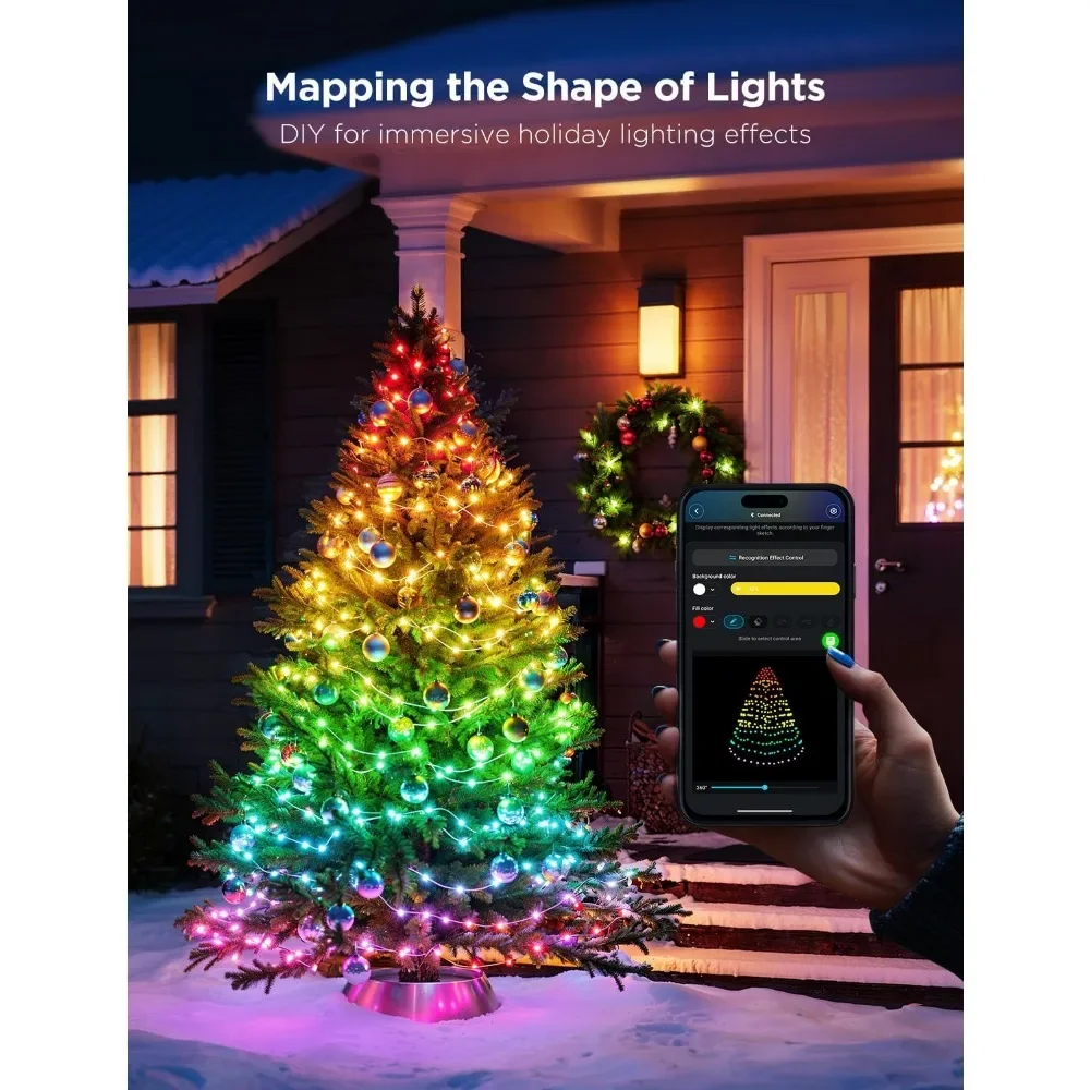 Christmas Lights 2,99FT 300LEDs Christmas Tree Light with Shape Mapping Function,Smart Holiday String Lights for Christmas Decor