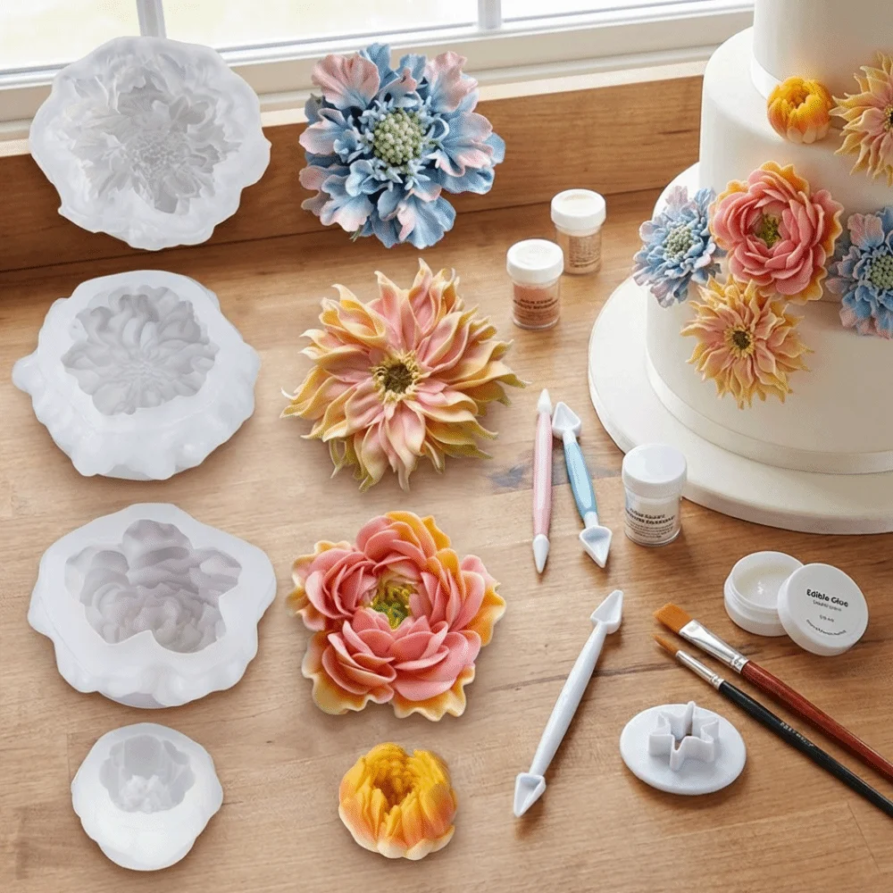 

Baking Tool Realistic 3D Flower Silicone Mold Flexible DIY Candle Mold Nonstick Soap Mold Candle Making