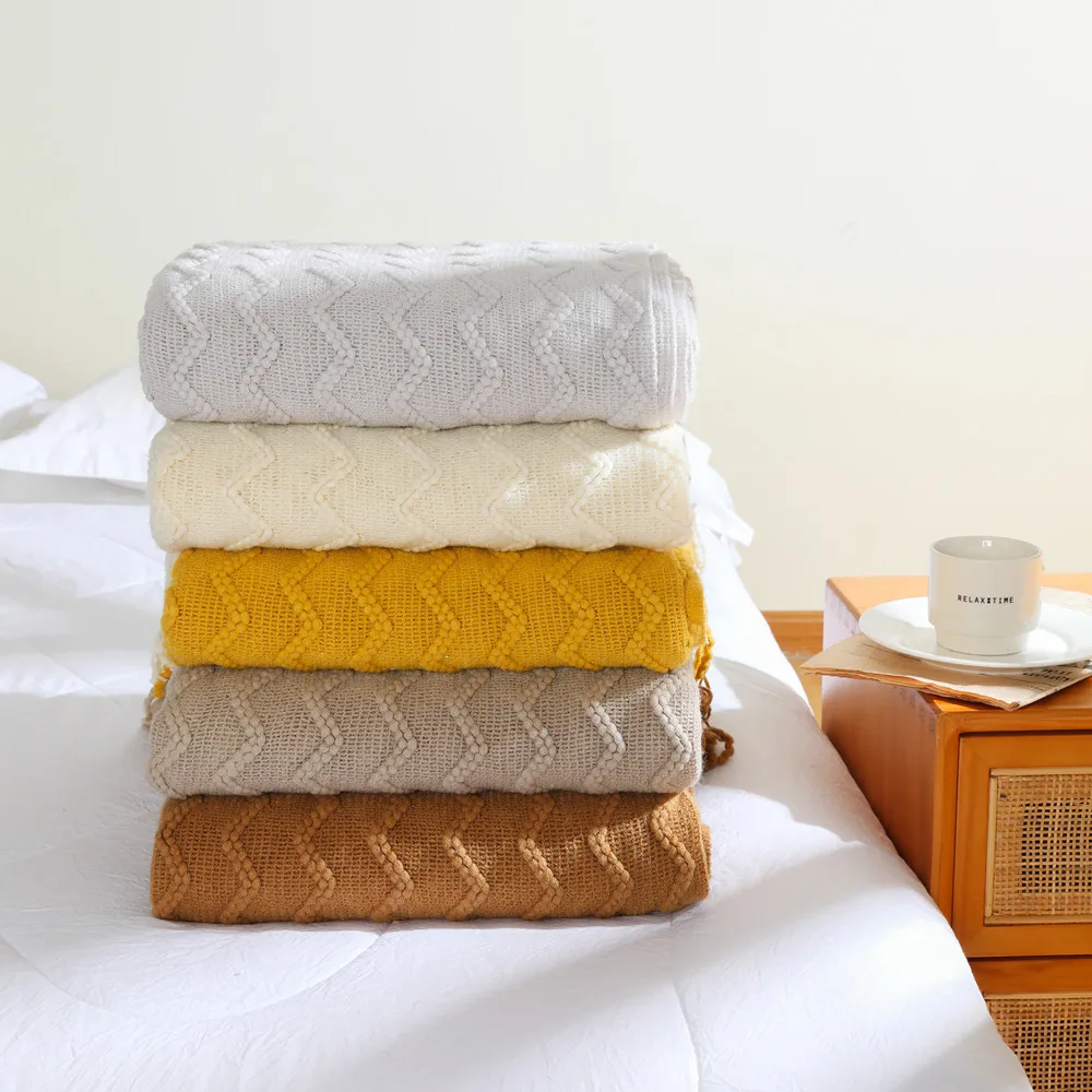 

Knitted Blanket Sofa Cover Blankets Tassel Thin Blanket Office Air Conditioning Blankets Bay Window Blanket Summer Nap Blankets