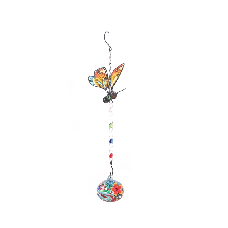 Charming Wind Chimes Hanging Bird Feeder with Flower Shape Feeding Ports 2 Pcs