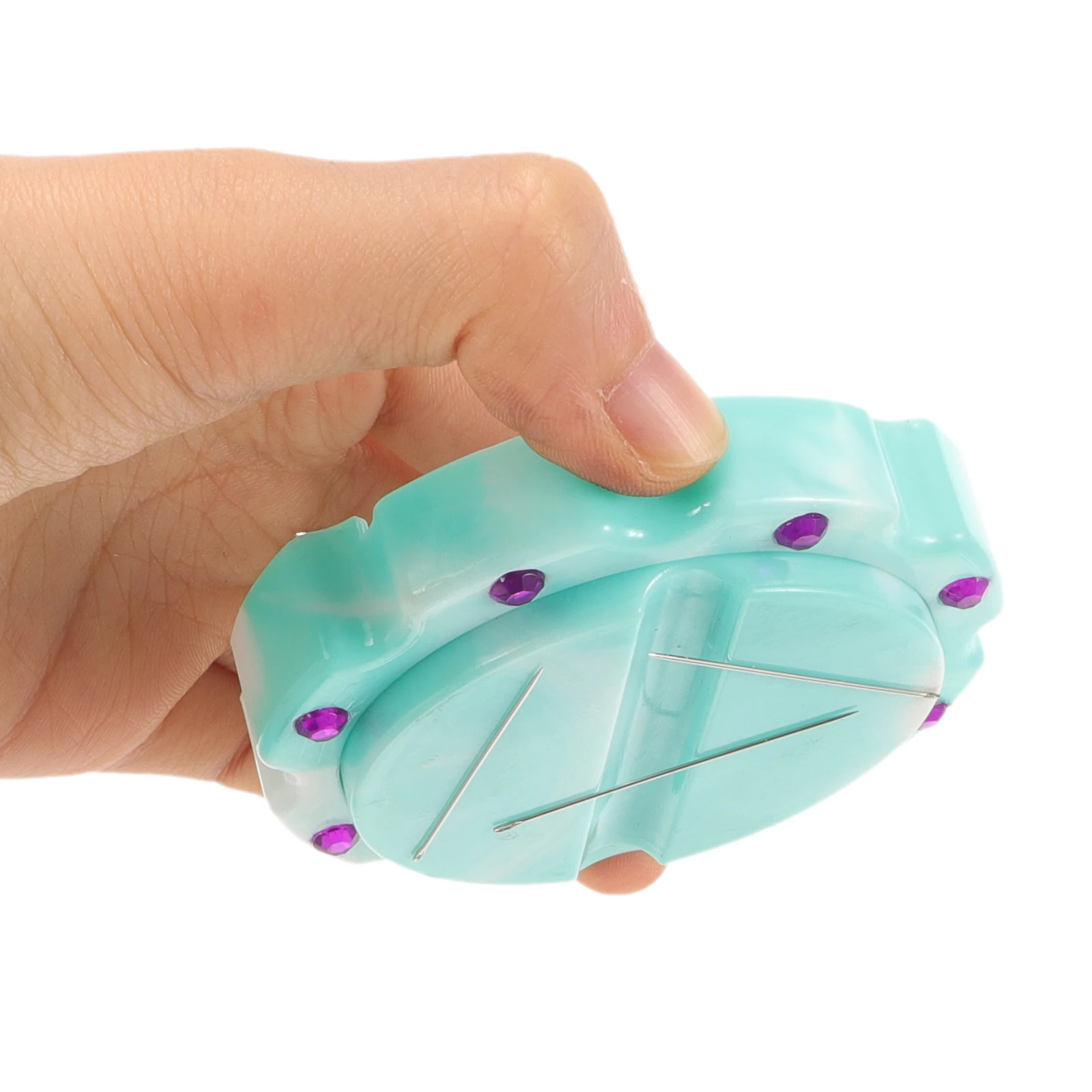 

Magnetic Needle Holder Storage Box for Sewing Embroidery Needles Portable Pin Cushion Bluish Green Safe Keeper