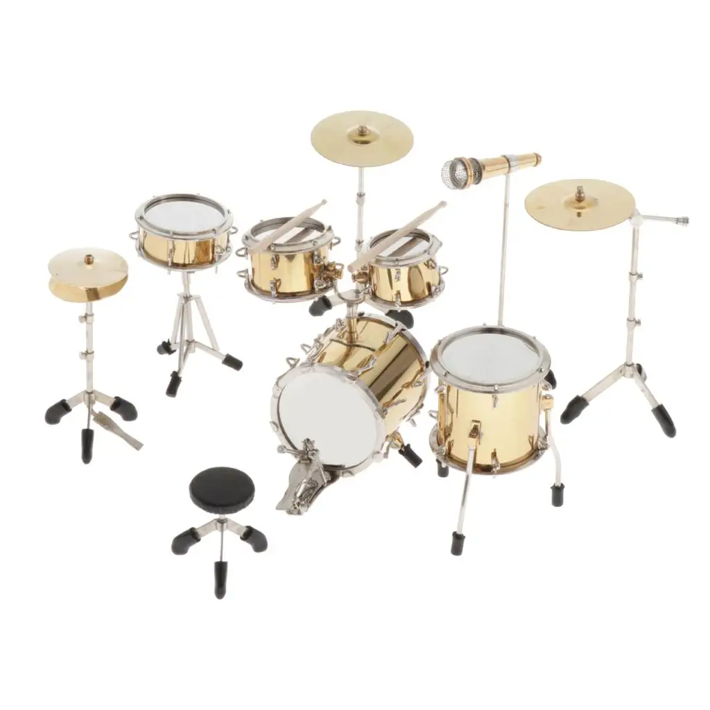 1:6 Miniature Drum Kit Collectible Musical Instrument Decorative Model