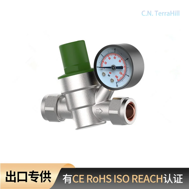 Brass Adjustable Water Pressure Reducing Valve Compression Fit Regulator for Household Water Supply