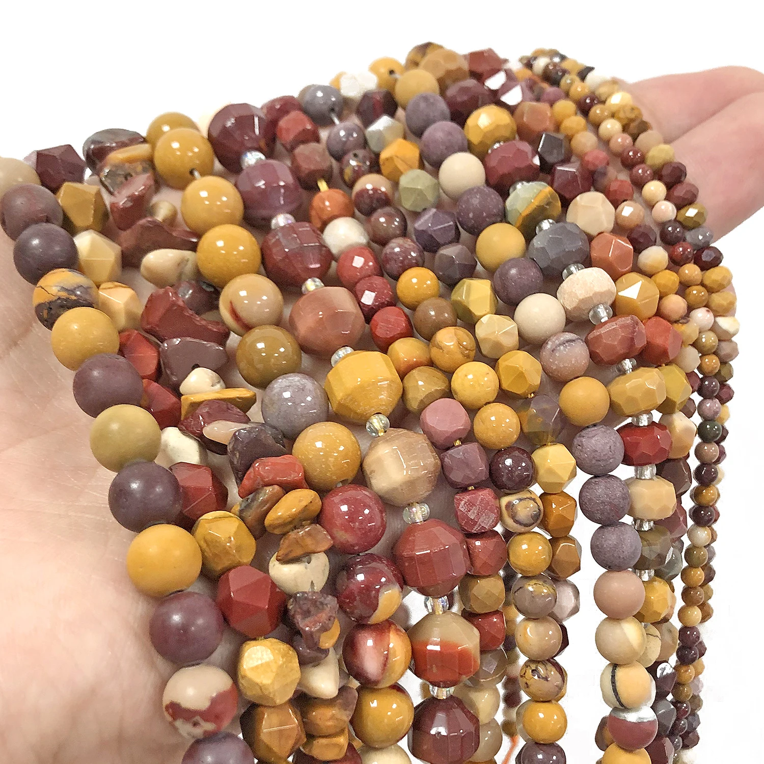 23 Types Mookaite Bead Natural Stone Yellow Round Cube Faceted Loose Beads for Jewelry Making DIY Charms Bracelet Accessories