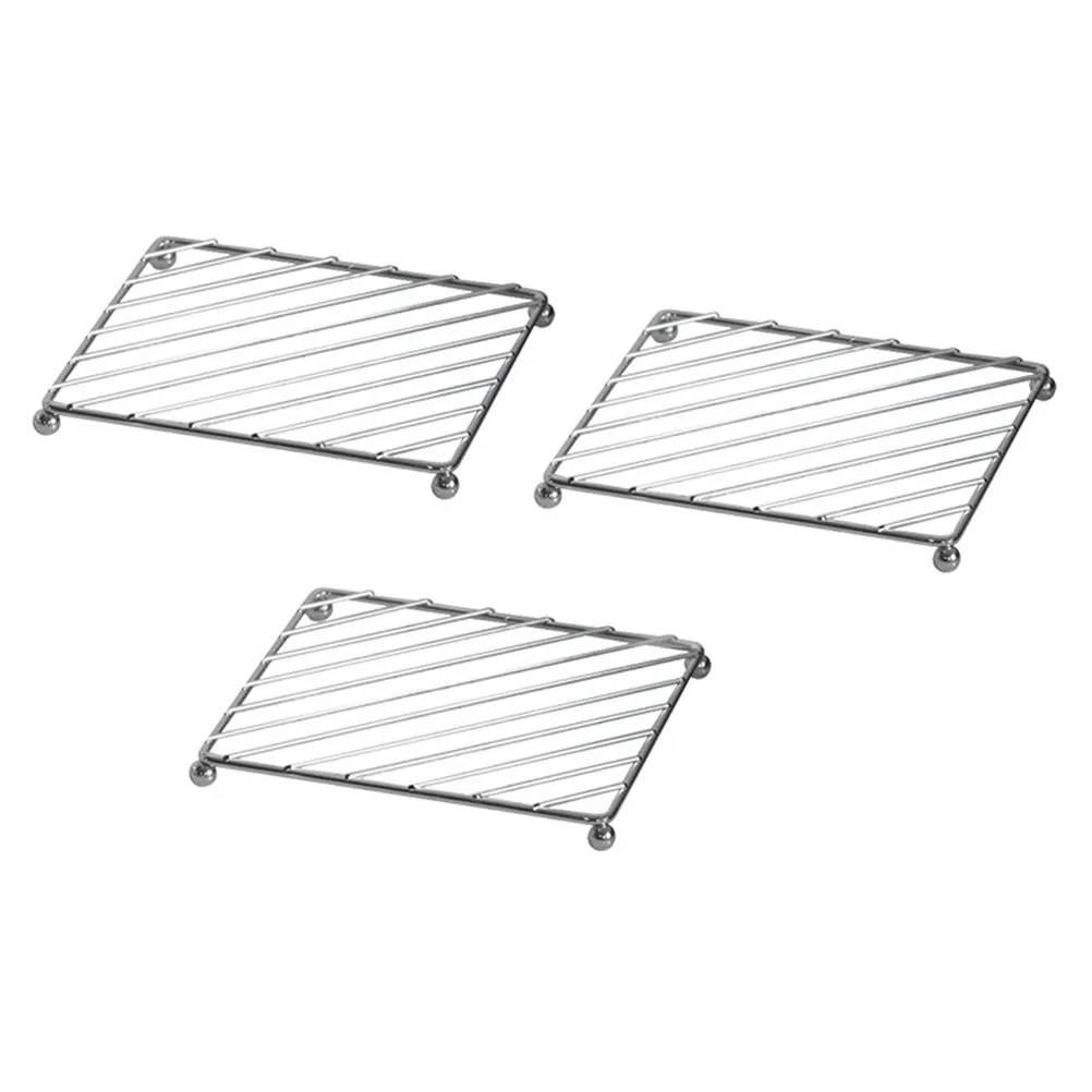 3Pcs Stainless Steel Trivet Mat Set Heavy Duty Non-Slip Heat Insulation Pad for Pots Pans Cookware Dishwasher Safe Kitchen Tool